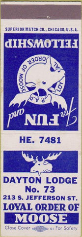 Matchbook Cover - Matchbook Cover Moose Lodge Dayton OH