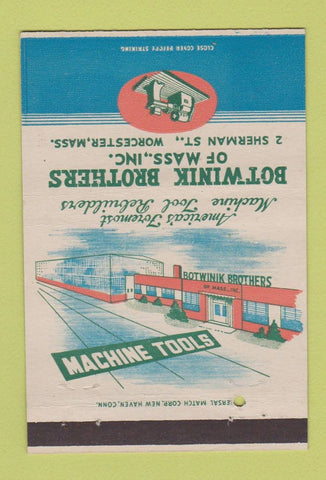Matchbook Cover - Botwinik Brothers Machine Tool Worcester MA 40 Strike