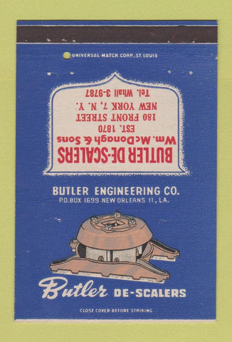 Matchbook Cover - Butler DeScalers New York City 40 Strike