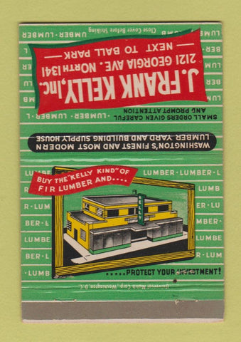 Matchbook Cover - J Frank Kelly Lumber Washington DC? 40 Strike