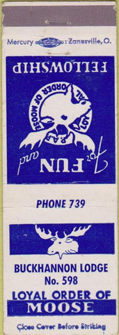 Matchbook Cover - Matchbook Cover Moose Lodge Buckhannon WV