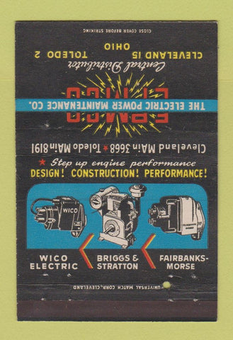 Matchbook Cover - Electric Power Maintenance Cleveland OH motors 40 Strike