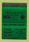 Matchbook Cover - The Bank Mercer MO GREEN 40 Strike