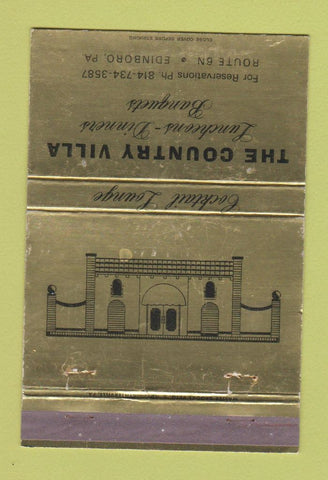 Matchbook Cover - Country Villa  Restaurant Edinboro PA WEAR 40 Strike