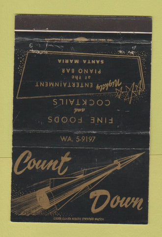 Matchbook Cover - Count Down Restaurant Santa Maria CA WEAR 40 Strike