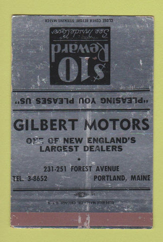 Matchbook Cover - Gilbert Motors Portland ME WEAR 40 Strike