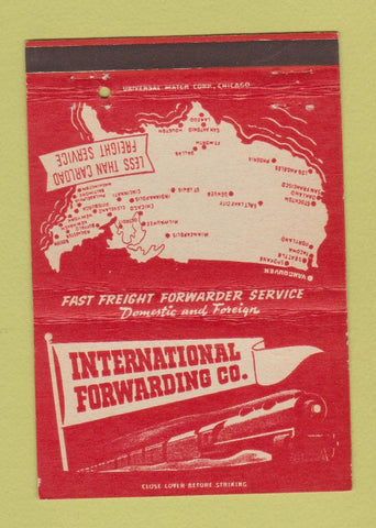 Matchbook Cover - International Forwarding railroad freight 40 Strike