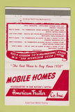 Matchbook Cover - Mobile Homes American Trailer Washington DC 40 Strike