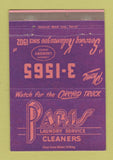 Matchbook Cover - Paris Cleaners Kalamazoo MI WEAR 40 Strike