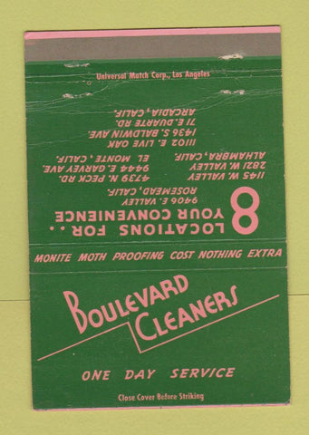 Matchbook Cover - Boulevard Cleaners Rosemead El Monte CA WEAR 40 Strike
