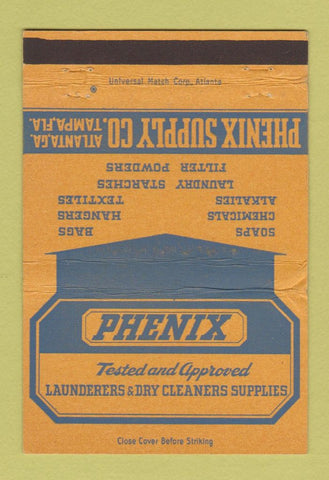Matchbook Cover - Phenix Supply Laundry Atlanta GA Tampa FL WEAR 40 Strike