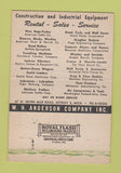 Matchbook Cover - WH Anderson Construction Equipment Detroit MI 40 Strike