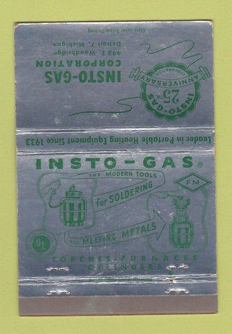 Matchbook Cover - Insto Gas Detroit MI torches furnaces 40 Strike