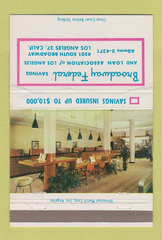 Matchbook Cover - Broadway Federal Savings Los Angeles CA 40 Strike