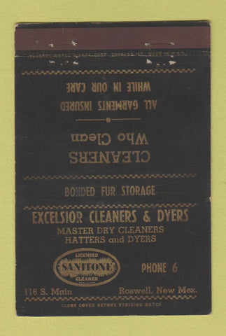 Matchbook Cover - Excelsior Cleaners Dyers Roswell NM low phone # 40 Strike