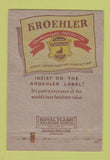 Matchbook Cover - Kroehler Furniture South Norwalk CT 40 Strike