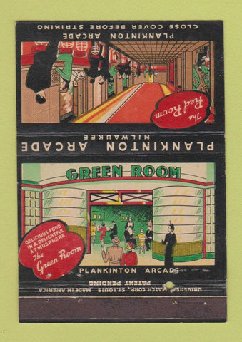 Matchbook Cover - Plankinton Arcade Milwaukee WI Green Room 40 Strike