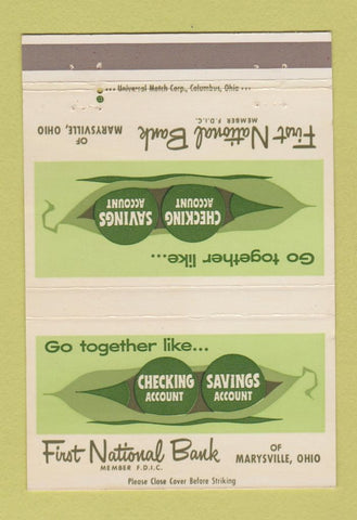 Matchbook Cover - First National Bank Marysville OH 40 Strike
