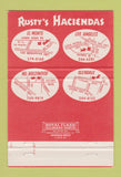 Matchbook Cover - Rusty's Hacienda Mexican El Monte Glendale CA 40 Strike