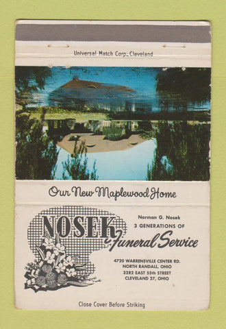 Matchbook Cover - Nosek Funeral Service Cleveland OH WEAR 40 Strike