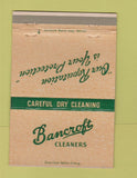 Matchbook Cover - Bancroft Cleaners Adrian MI Blissfield Tecumseh 40 Strike