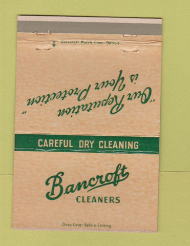 Matchbook Cover - Bancroft Cleaners Adrian MI Blissfield Tecumseh 40 Strike