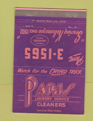 Matchbook Cover - Paris Cleaners Kalamazoo MI WEAR 40 Strike
