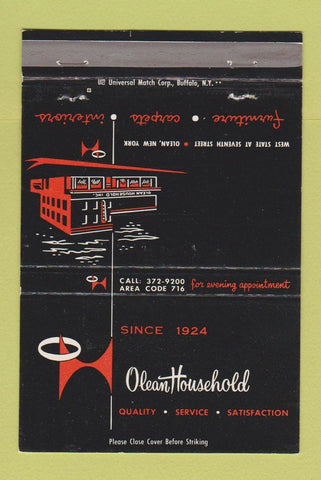 Matchbook Cover - Olean Household Furniture Carpet Olean NY 40 Strike