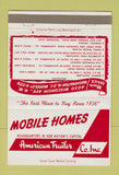 Matchbook Cover - Mobile Homes American Trailer Washington DC 40 Strike