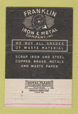 Matchbook Cover - Franklin Iron Metal Battle Creek MI 40 Strike
