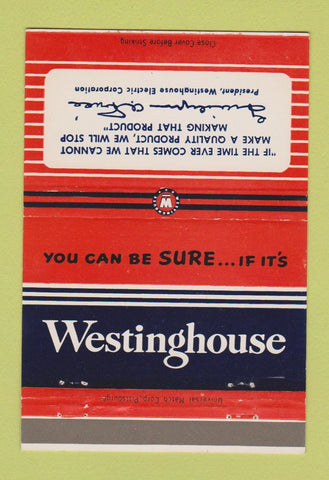 Matchbook Cover - Westinghouse Appliances 40 Strike