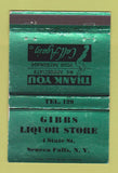 Matchbook Cover - Gibbs Liquor Store Seneca Falls NY WEAR 40 Strike