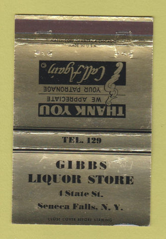 Matchbook Cover - Gibbs Liquor Store Seneca Falls NY WEAR 40 Strike