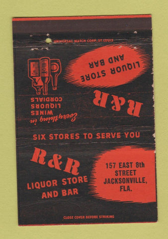 Matchbook Cover - R&R Liquor Store Bar Jacksonville FL WEAR 40 Strike
