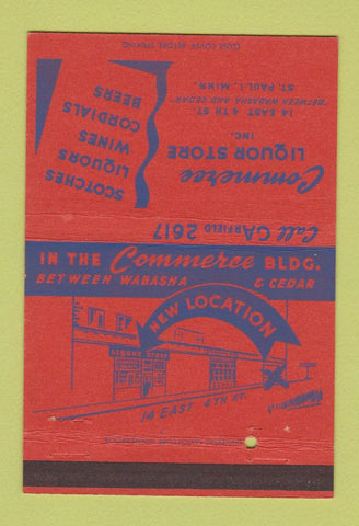 Matchbook Cover - Commerce Liquor Stores St Paul MN 40 Strike