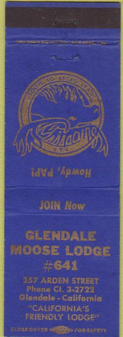 Matchbook Cover - Matchbook Cover Moose Lodge Glendale CA