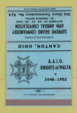 Matchbook Cover - Knights of Malta Canton OH BLUE 40 Strike