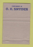 Matchbook Cover - Casiphia Lodge Mount Joy PA 1952 40 Strike