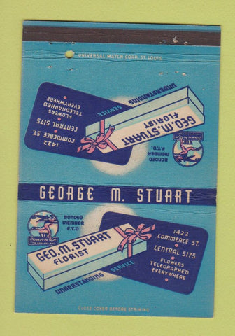 Matchbook Cover - George Stuart Flowers Florist Dallas TX orchid 40 Strike