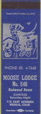 Matchbook Cover - Matchbook Cover Moose Lodge Visalia CA
