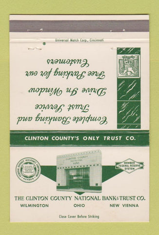 Matchbook Cover - Clinton County Bank Wilmington New Vienna OH 40 Strike