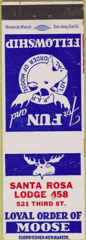 Matchbook Cover - Matchbook Cover Moose Lodge Santa Rosa CA