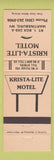 Matchbook Cover - Krista Lite Motel Martinsburg VW