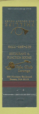 Matchbook Cover - Phillips Old Colony House Polo Club Boston MA