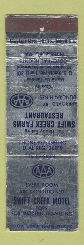 Matchbook Cover - Swift Creek Motel Petersburg VA WEAR