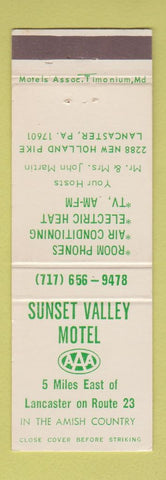 Matchbook Cover - Sunset Valley Motel Lancaster PA