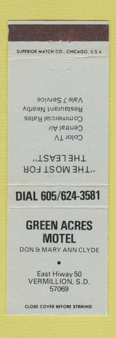 Matchbook Cover - Green Acres Motel Vermillion SD