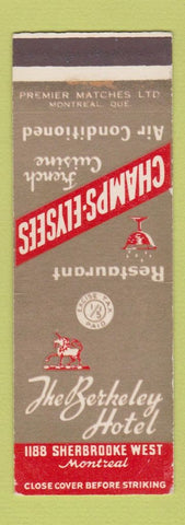 Matchbook Cover - Berkeley Hotel Montreal QC Champs Elysees SAMPLE