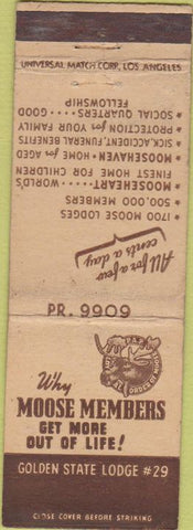 Matchbook Cover - Matchbook Cover Moose Lodge Golden State Lodge #29