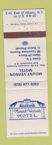 Matchbook Cover - Mount Vernon Motel Albany NY WEAR